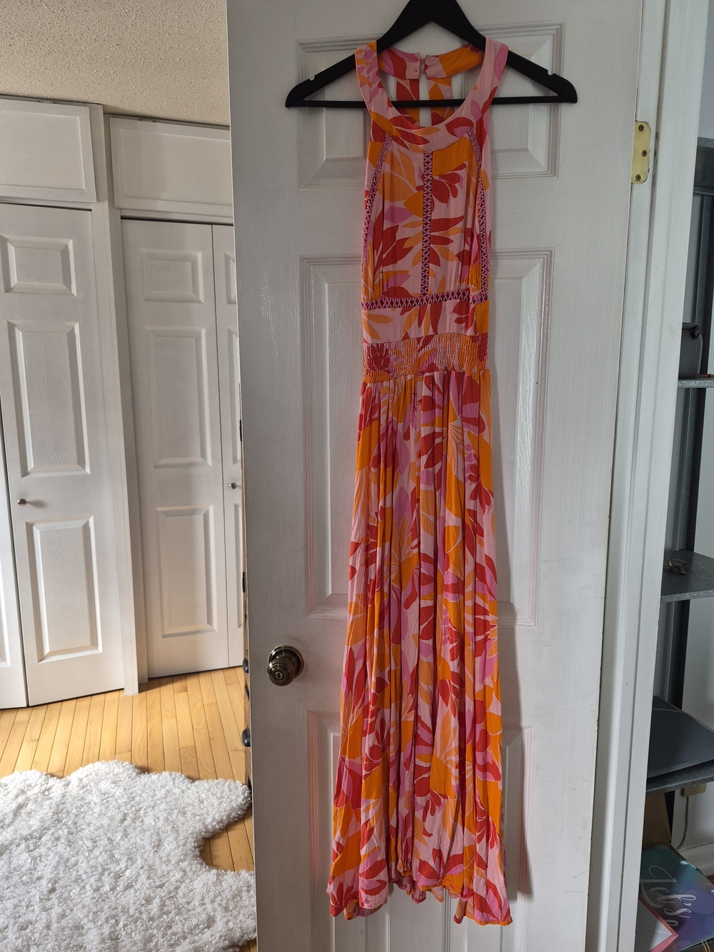 Abel The Label Maxi Dress Pink Orange Floral Cut Out Open Back Boho Sundress M - Picture 5 of 15